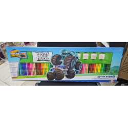 HW SET COLORI 60 PENNARELLI FILA 30 ADESIVI 20 FOGLI 4 TIMBRI E TAMPONE