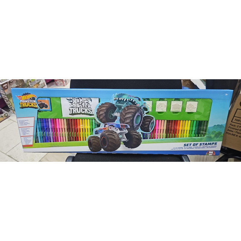 HW SET COLORI 60 PENNARELLI FILA 30 ADESIVI 20 FOGLI 4 TIMBRI E TAMPONE