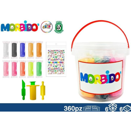PLASTICHINA SECCHIELLO 1.30 KG - MORBIDO 10 PZ + 3 FORM
