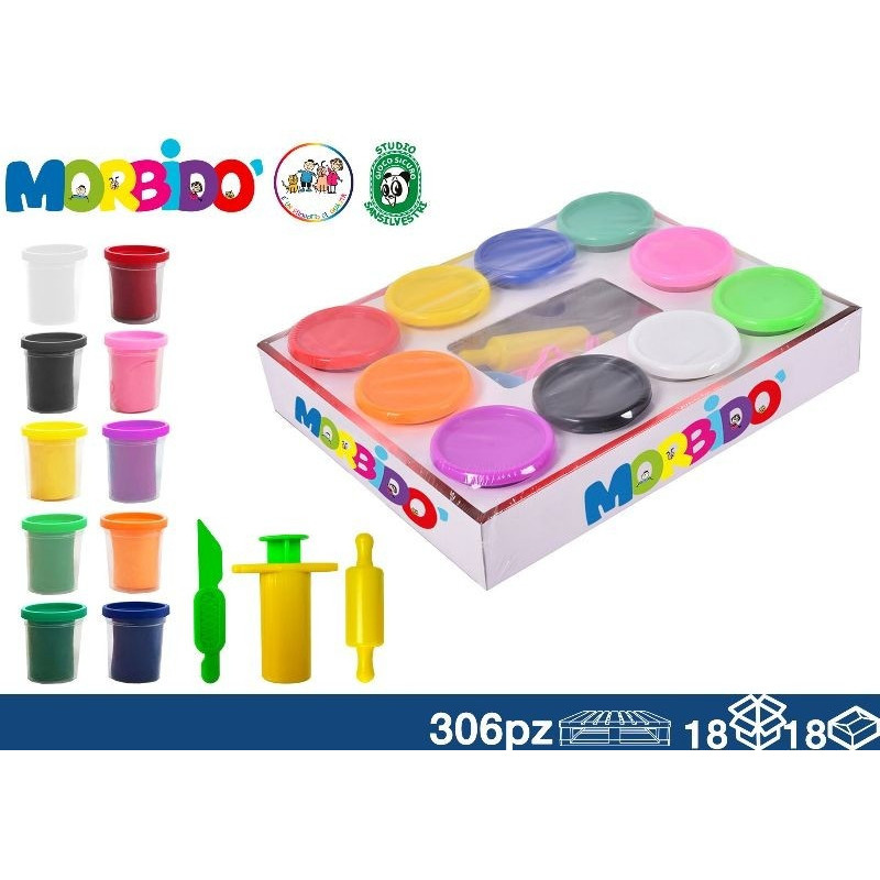 PLASTICHINA SET 10 PZ - MORBIDO + 3 FORMINE